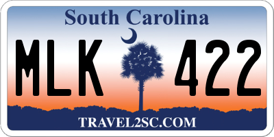 SC license plate MLK422