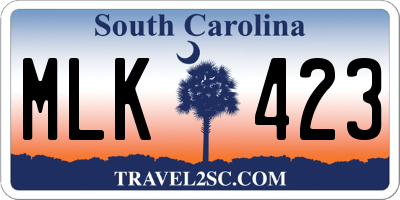 SC license plate MLK423