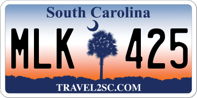 SC license plate MLK425