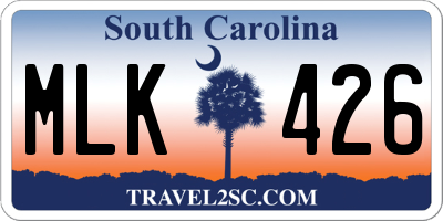 SC license plate MLK426