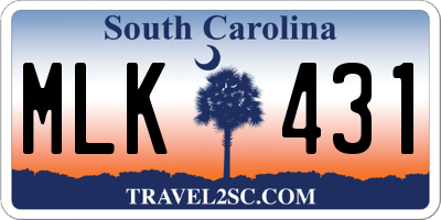 SC license plate MLK431