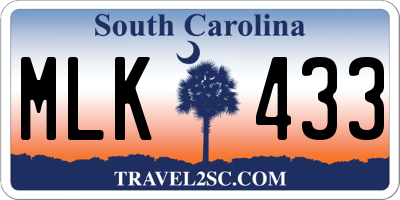 SC license plate MLK433