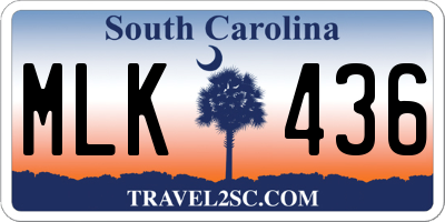 SC license plate MLK436