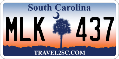 SC license plate MLK437