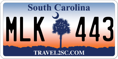 SC license plate MLK443