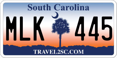 SC license plate MLK445