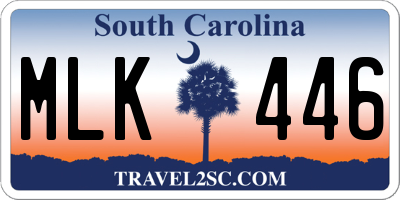 SC license plate MLK446