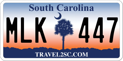 SC license plate MLK447