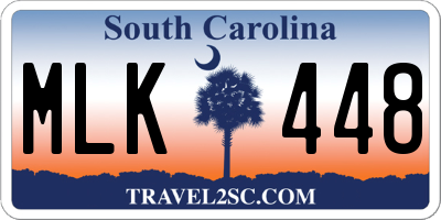 SC license plate MLK448