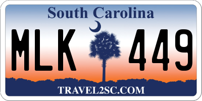 SC license plate MLK449