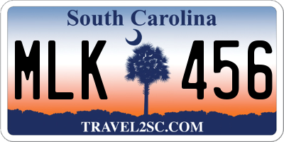SC license plate MLK456