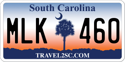 SC license plate MLK460