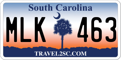 SC license plate MLK463