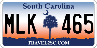 SC license plate MLK465