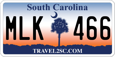 SC license plate MLK466