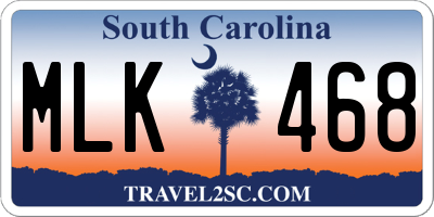 SC license plate MLK468