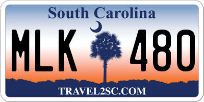 SC license plate MLK480