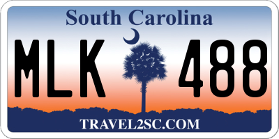 SC license plate MLK488