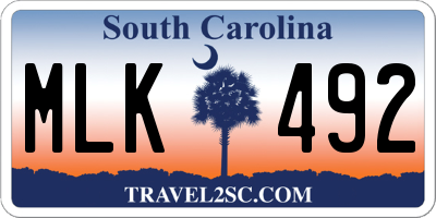 SC license plate MLK492