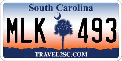 SC license plate MLK493