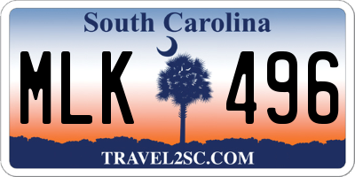 SC license plate MLK496