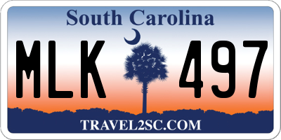 SC license plate MLK497