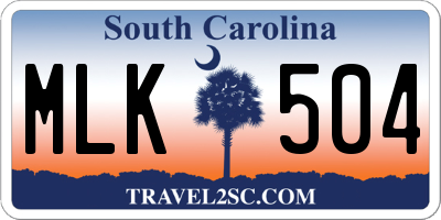 SC license plate MLK504