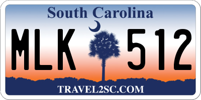 SC license plate MLK512