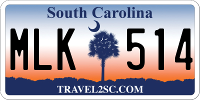 SC license plate MLK514
