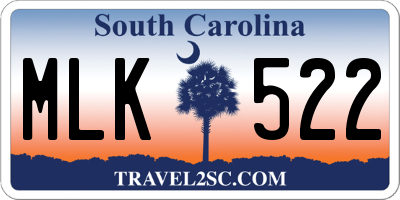 SC license plate MLK522
