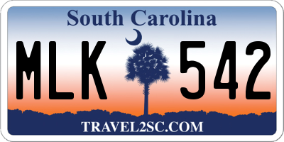 SC license plate MLK542