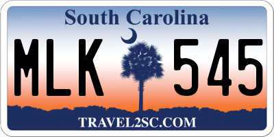 SC license plate MLK545