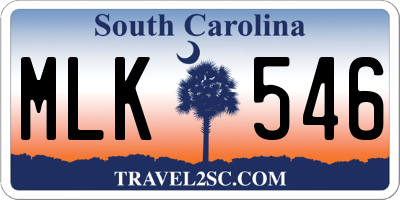 SC license plate MLK546