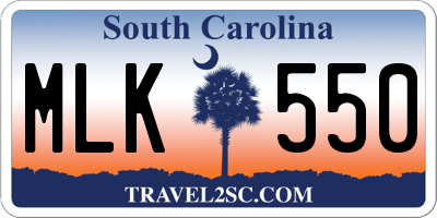 SC license plate MLK550