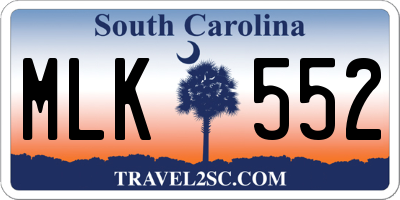 SC license plate MLK552
