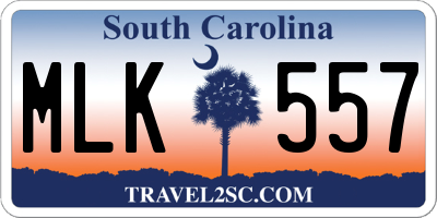 SC license plate MLK557