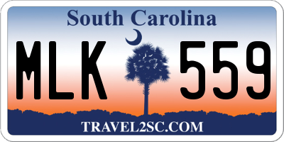 SC license plate MLK559