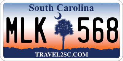 SC license plate MLK568