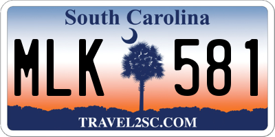 SC license plate MLK581