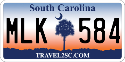 SC license plate MLK584
