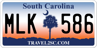 SC license plate MLK586