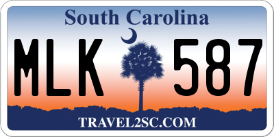 SC license plate MLK587