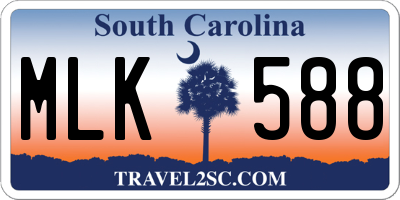 SC license plate MLK588