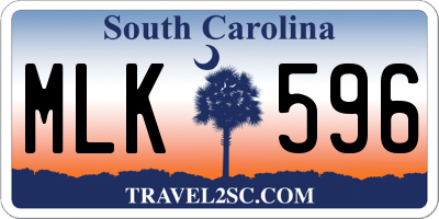 SC license plate MLK596
