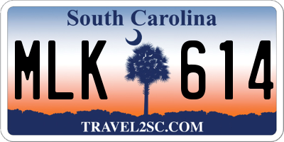 SC license plate MLK614