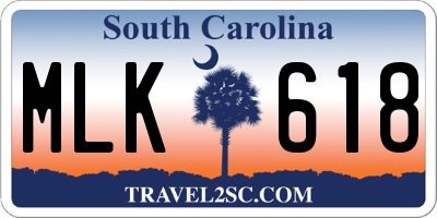 SC license plate MLK618