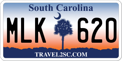 SC license plate MLK620