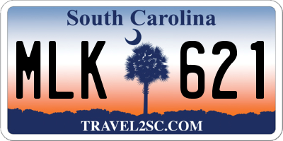 SC license plate MLK621