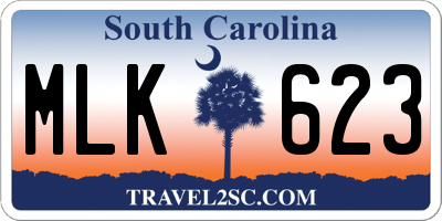 SC license plate MLK623