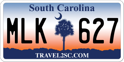 SC license plate MLK627